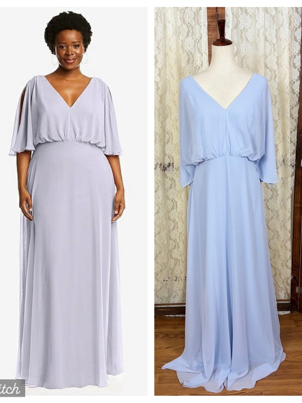 Elegant New After Six Silver Dove Chiffon Gown
